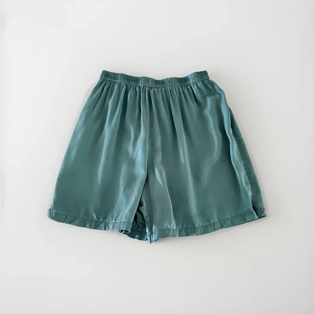 Fishers Finery Mens Silk Lounge Boxer Shorts Size M Green EUC $70